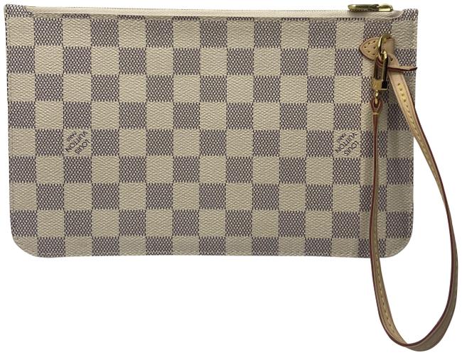 Louis Vuitton Neverfull Clutch Damier Azur Canvas Wristlet