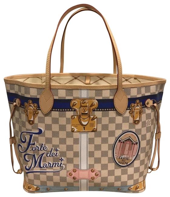 Louis Vuitton Neverfull Forte Dei Marmi Mm Damier Azur Coated Canvas Tote