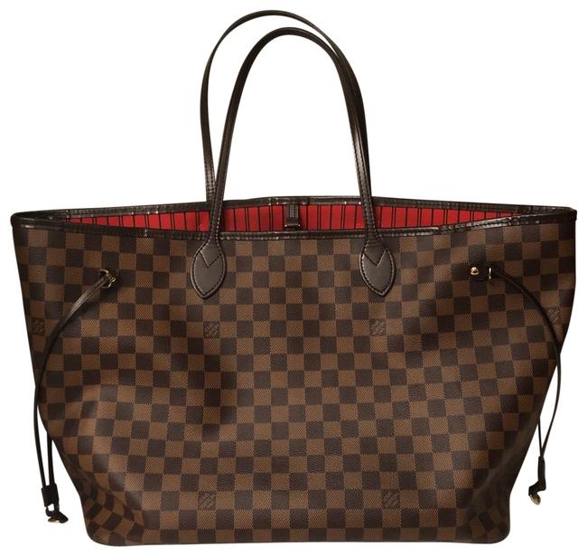 Louis Vuitton Neverfull Gm BrownRed Coated Canvas Tote