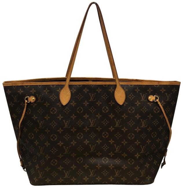 Louis Vuitton Neverfull Gm Fushia Discontinued Brown Monogram Canvas Tote