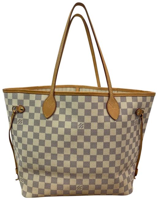 Louis Vuitton Neverfull Mm A317 WhiteBlue Damier Azur Canvas Tote