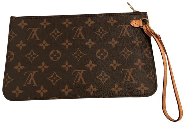 Louis Vuitton Neverfull Monogram Wristlet Brown Canvas Clutch