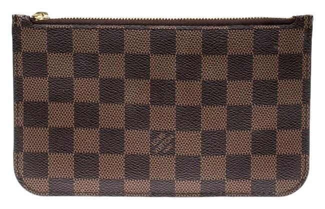 Louis Vuitton Neverfull Pochette Damier Ebene Canvas Pm Zipped Brown Clutch