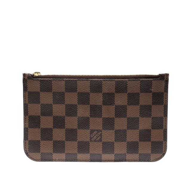 Louis Vuitton Neverfull Pochette Pm Zipped Brown Damier Ebene Canvas Clutch
