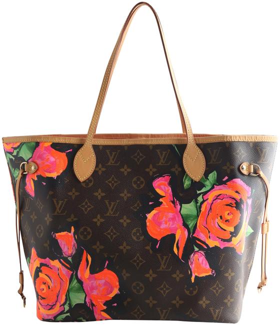 Louis Vuitton Neverfull Stephen Sprouse Roses Mm Brown Monogram Canvas Tote