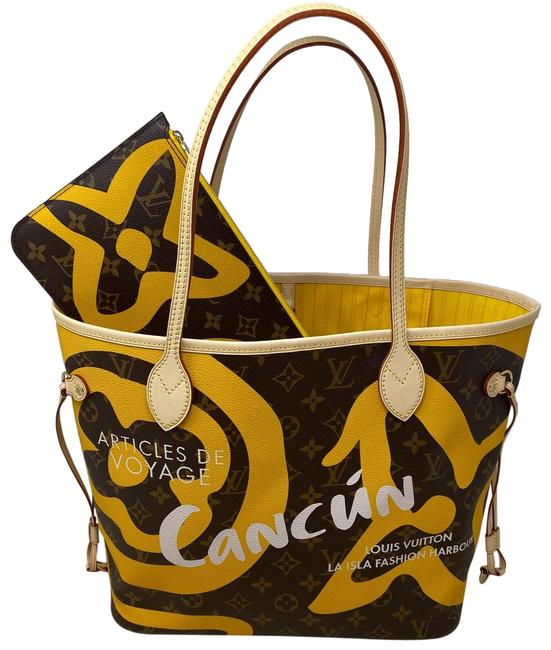 Louis Vuitton Neverfull Tahitienne Cancun Yellow Coated Canvas Tote