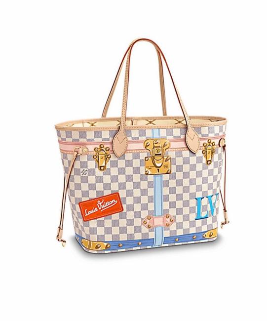 Louis Vuitton Neverfull Trompe Loeil Trunk Detail White Canvas Tote