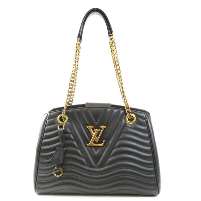 Louis Vuitton New Wave Chain Tote M51496 Calf Ladies Black Shoulder Bag