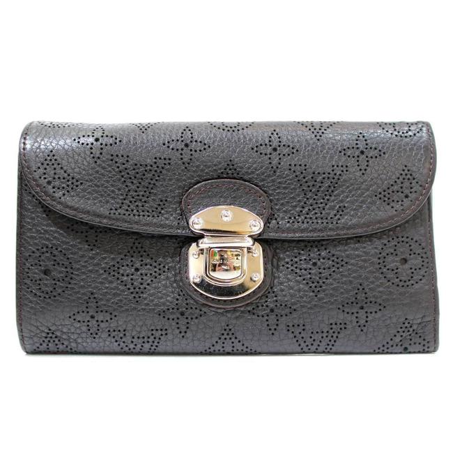 Louis Vuitton Noir Long Mahina Portofeuille Amelia Bi fold M58074 Wallet