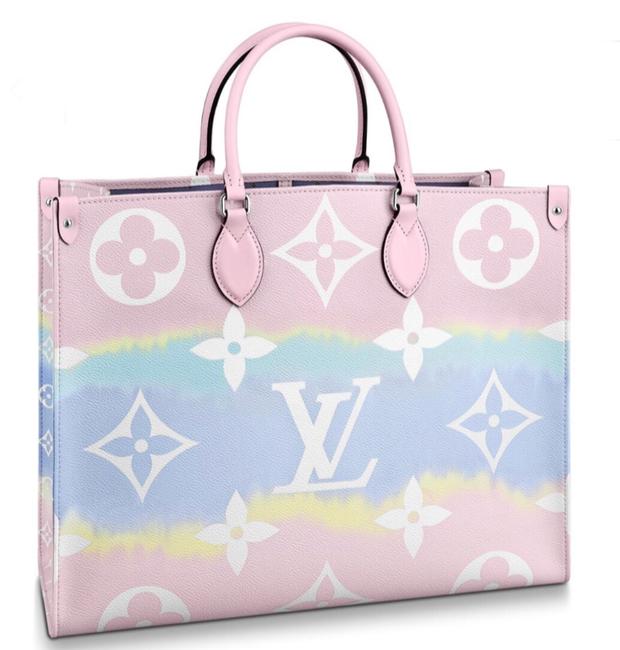 Louis Vuitton Onthego Lv Escale Pastel Gm Pink Coated Canvas Tote