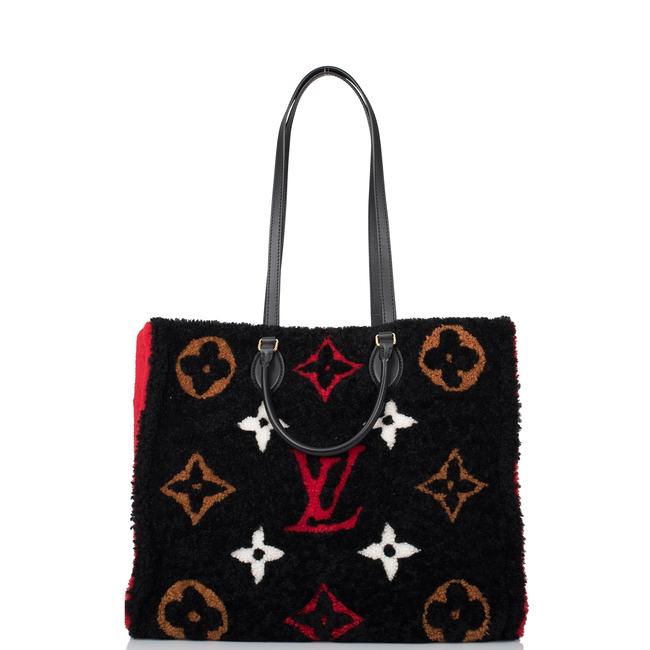 Louis Vuitton Onthego Teddy Black Monogram Shearling Tote