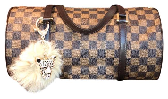 Louis Vuitton Papillon Damier Ebene Brown Leather Tote