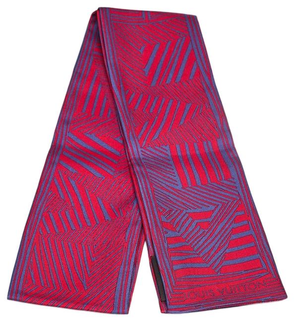 Louis Vuitton Pink Red Multicolor Lv Monogram Silk Bandeau ScarfWrap
