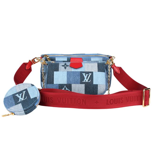 Louis Vuitton Pochette Accessoires Multi Rouge 8050 Blue Denim Cross Body Bag