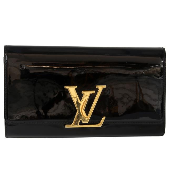Louis Vuitton Pochette Long Pouch Gm Black Patent Leather Clutch