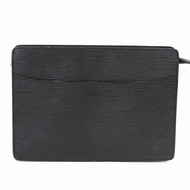 Louis Vuitton Pochette Homme Noir 870116 Black Leather Clutch