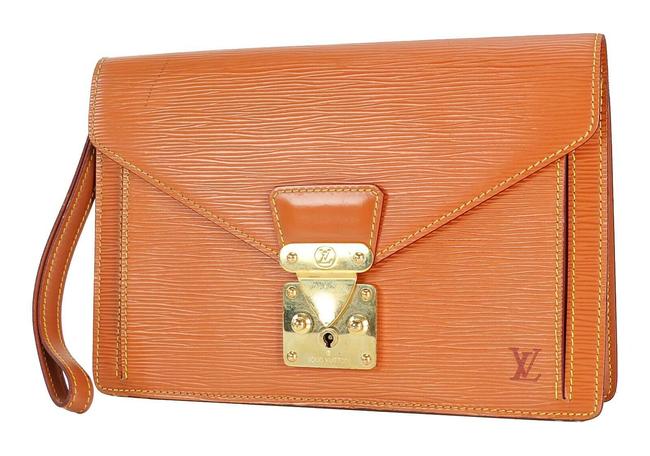 Louis Vuitton Pochette sellier dragonne Brown Epi Leather Clutch