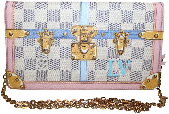 Louis Vuitton Pochette Trunks Weekend White Damier Azur Canvas Clutch