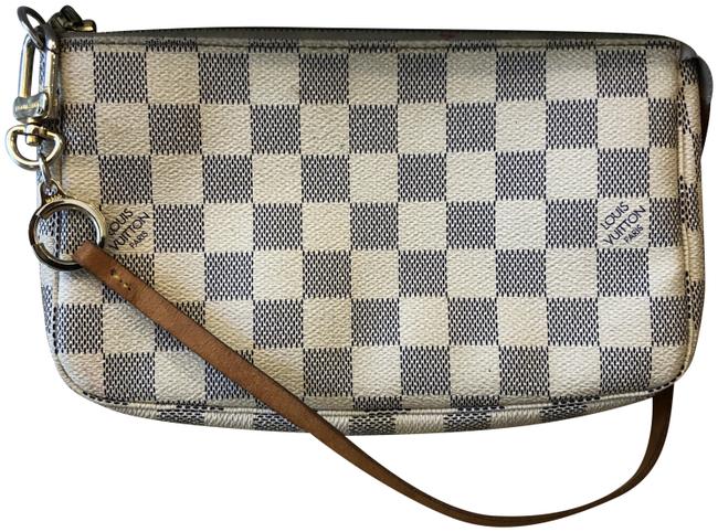 Louis Vuitton Pochette White Damier Azur Monogram Canvas Clutch