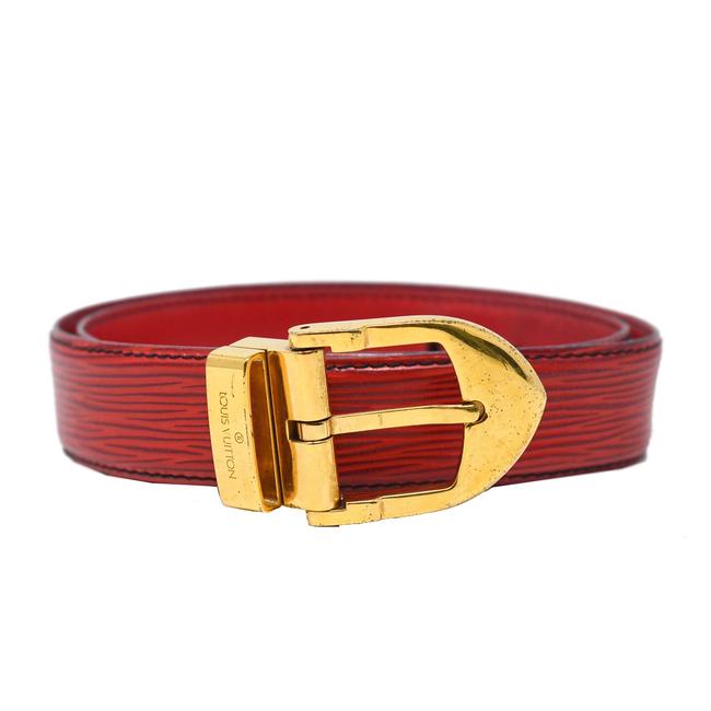 Louis Vuitton Red Epi Leather Ceinture 85 Gold Buckle Belt
