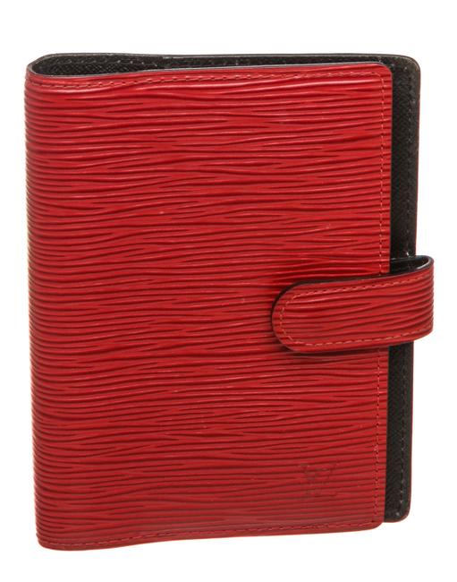 Louis Vuitton Red Epi Leather Small Ring Agenda Holder Cover Wallet