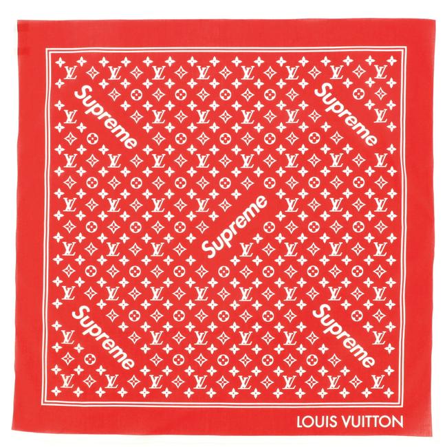 Louis Vuitton Red White Square Limited Edition Supreme Monogram Cot ScarfWrap