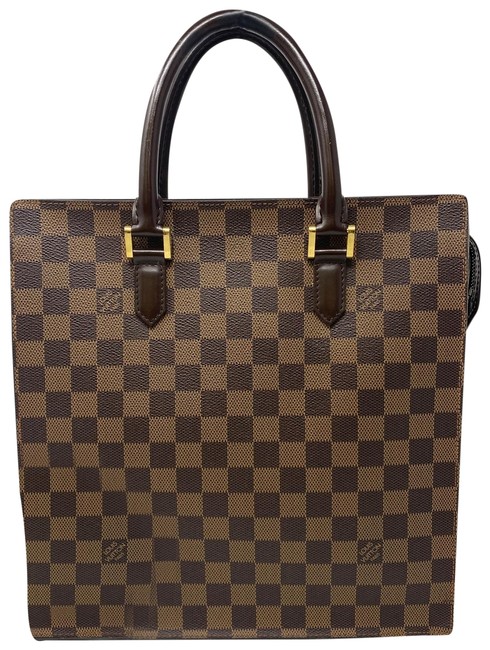 Louis Vuitton Sac Plat Damier Ebene Brown Leather Clutch