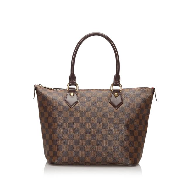 Louis Vuitton Saleya Damier Ebene Pm Brown Leather Tote