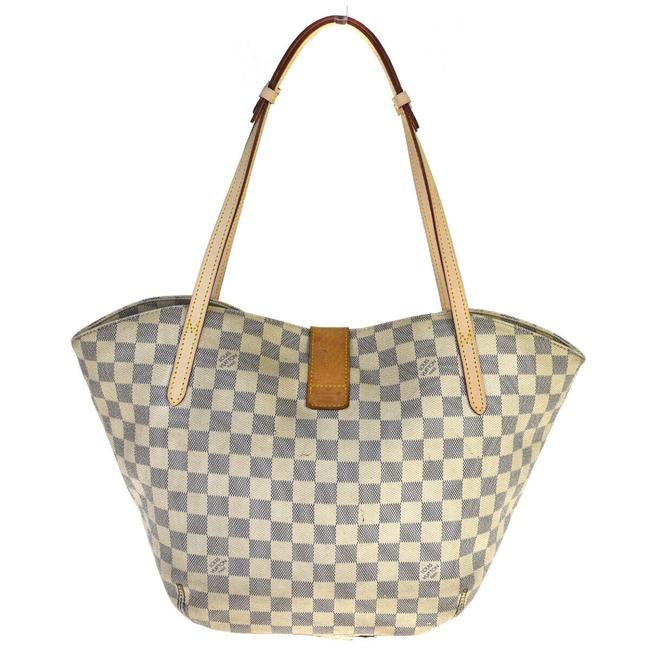 Louis Vuitton Shoulder Bag Salina Pm White Damier Azur Leather Tote