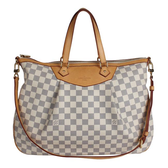Louis Vuitton Siracusa Gm 7491 White Damier Azur Canvas Satchel