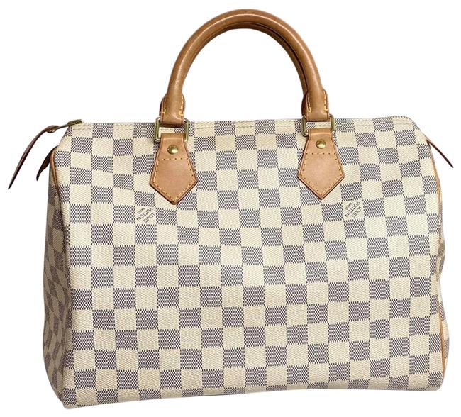 Louis Vuitton Speedy 30 Damier Azur Leather Satchel