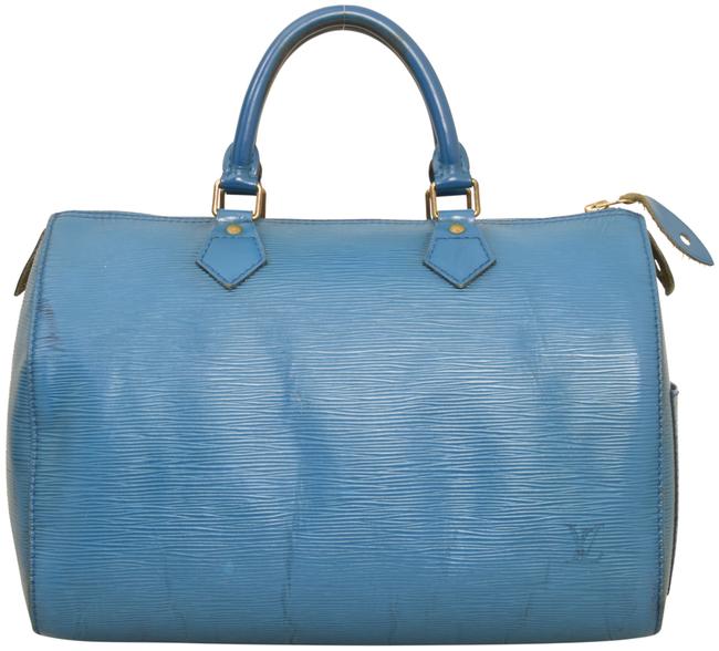 Louis Vuitton Speedy 30 Hand M43005 Blue Epi Leather Satchel