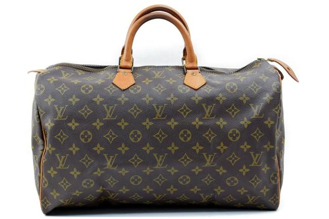 Louis Vuitton Speedy 872284 Monogram 40 Brown Coated Canvas Satchel
