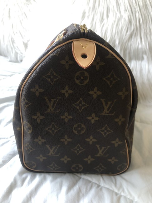 Louis Vuitton Speedy Bag Brown Monogram Motard Patent Leather Tote