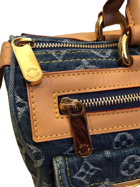 Louis Vuitton Speedy Blue Tan Denim Satchel