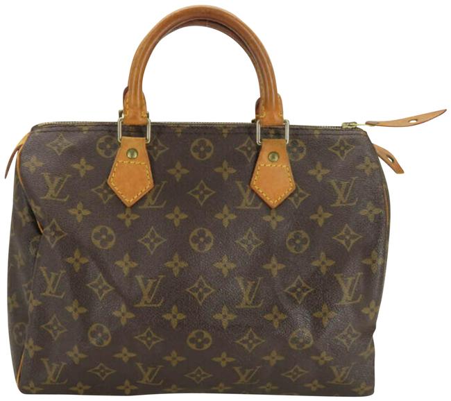 Louis Vuitton Speedy Monogram 30 871810 Brown Coated Canvas Satchel