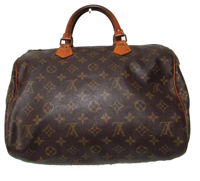 Louis Vuitton Speedy Monogram 30 Brown Coated Canvas Satchel