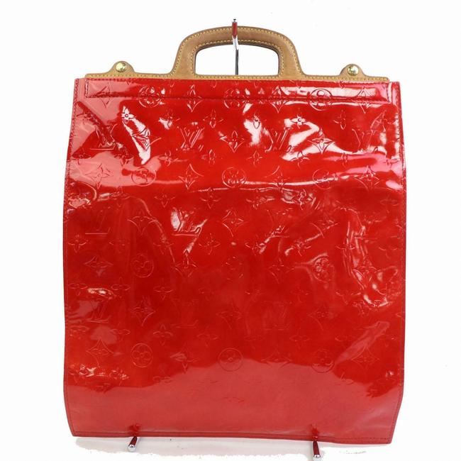 Louis Vuitton Stanton 871072 Red Monogram Vernis Leather Tote