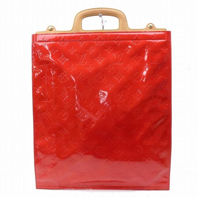Louis Vuitton Stanton Monogram Vernis 868553 Red Patent Leather Tote