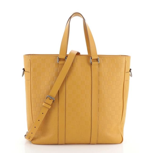 Louis Vuitton Tadao Handbag Damier Infini Mm Yellow Leather Tote