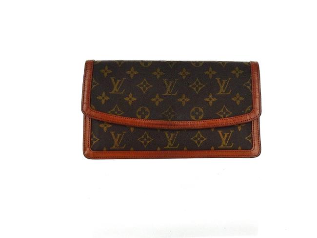 Louis Vuitton Vintage Brown Monogram Canvas and Leather Clutch