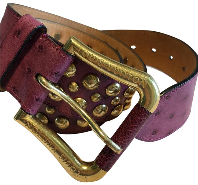 Louis Vuitton Violet Ostrich Rivet Belt