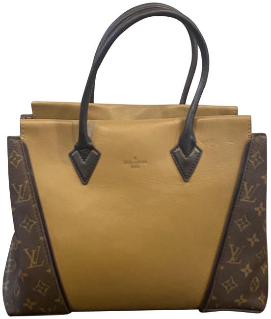 Louis Vuitton W Brown Tan Monogram Canvas and Calfskin Tote