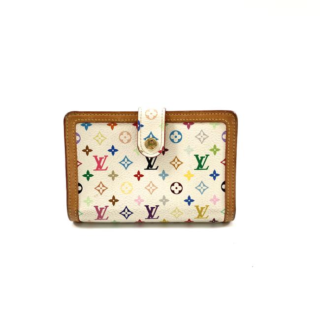 Louis Vuitton White and Tan Monogram Multi color Viennois Wallet
