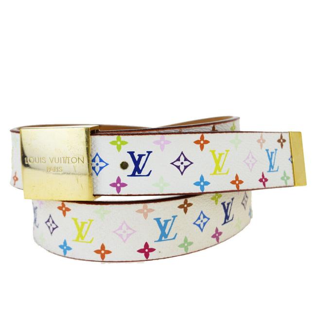 Louis Vuitton White Ceinture Buckle Monogram Leather Spain Belt