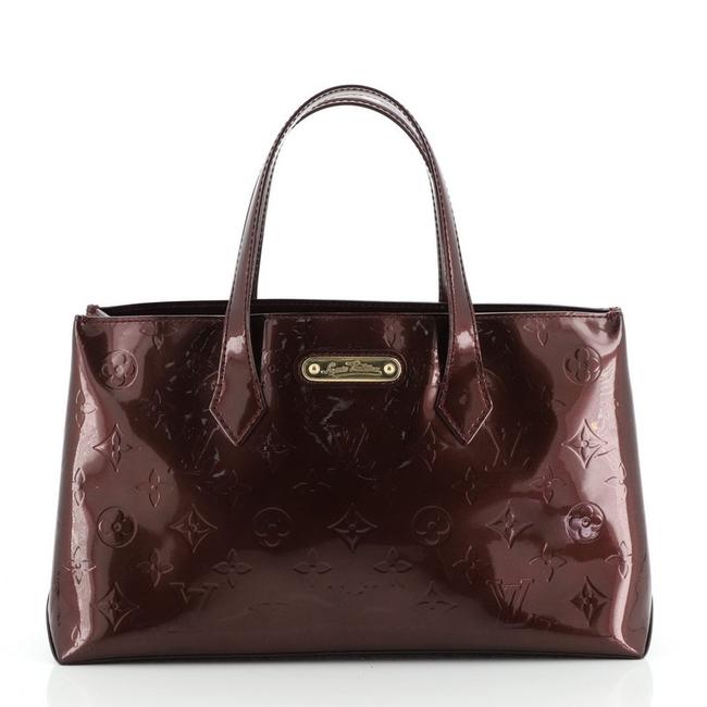 Louis Vuitton Wilshire Handbag Monogram Vernis Pm Red Leather Satchel