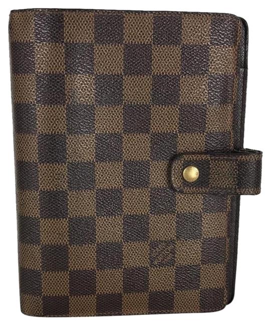 Louis Vuitton Agenda Mm Damier Ebene Diary Cover 10839 Brown Canvas Clutch