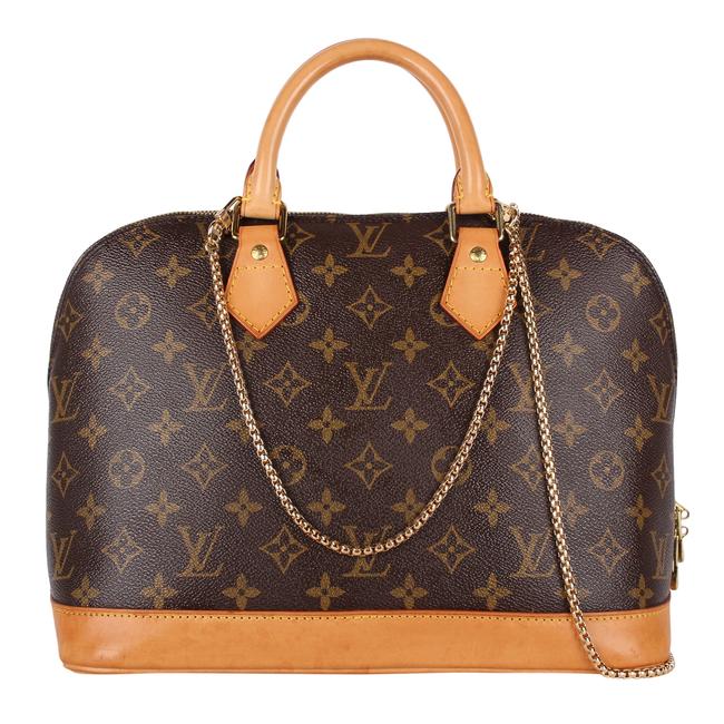 Louis Vuitton Alma With Strap 8455 Brown Monogram Canvas Satchel