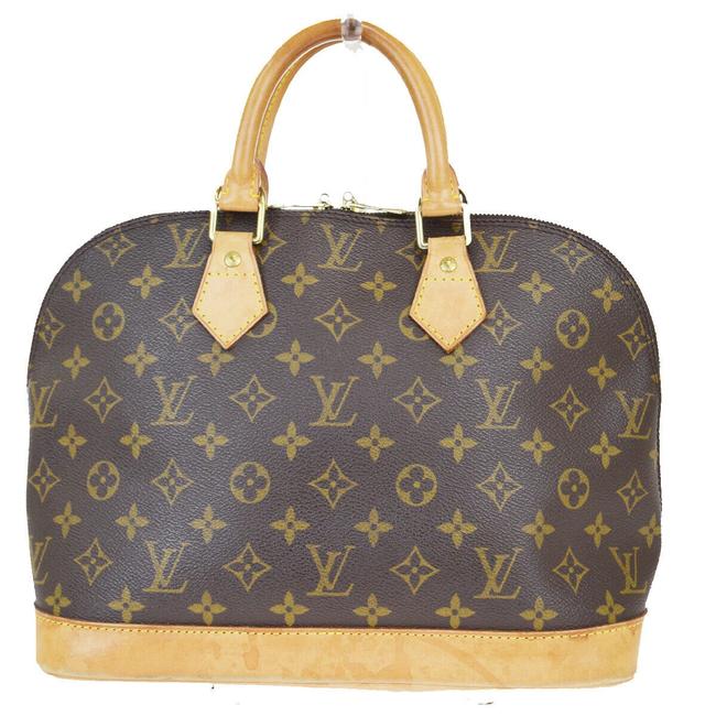 Louis Vuitton Alma Hand Bag Brown Monogram Leather Satchel
