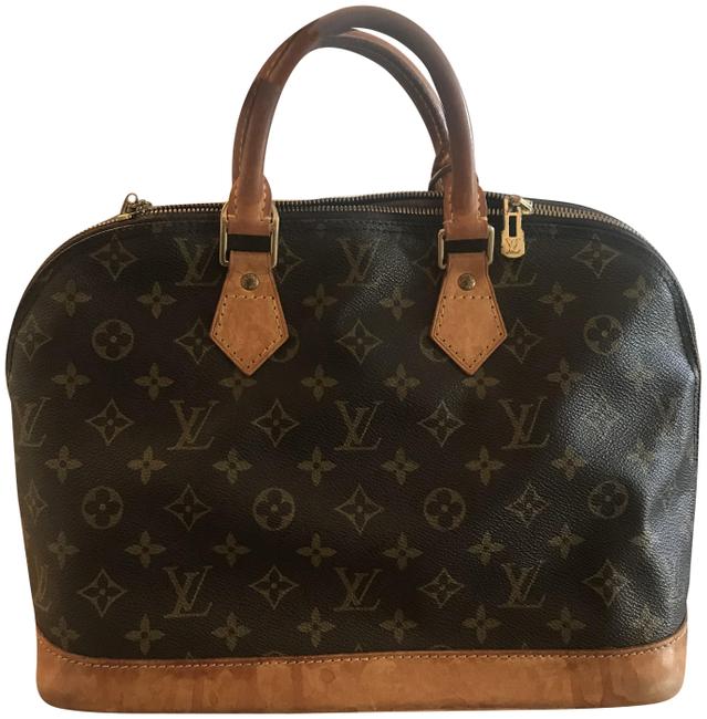 Louis Vuitton Alma Lv Monogram Brown Leather Satchel